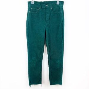 GAP Emerald Green Corduroy Straight Leg Cigarette Pants 6 Preppy Academia High